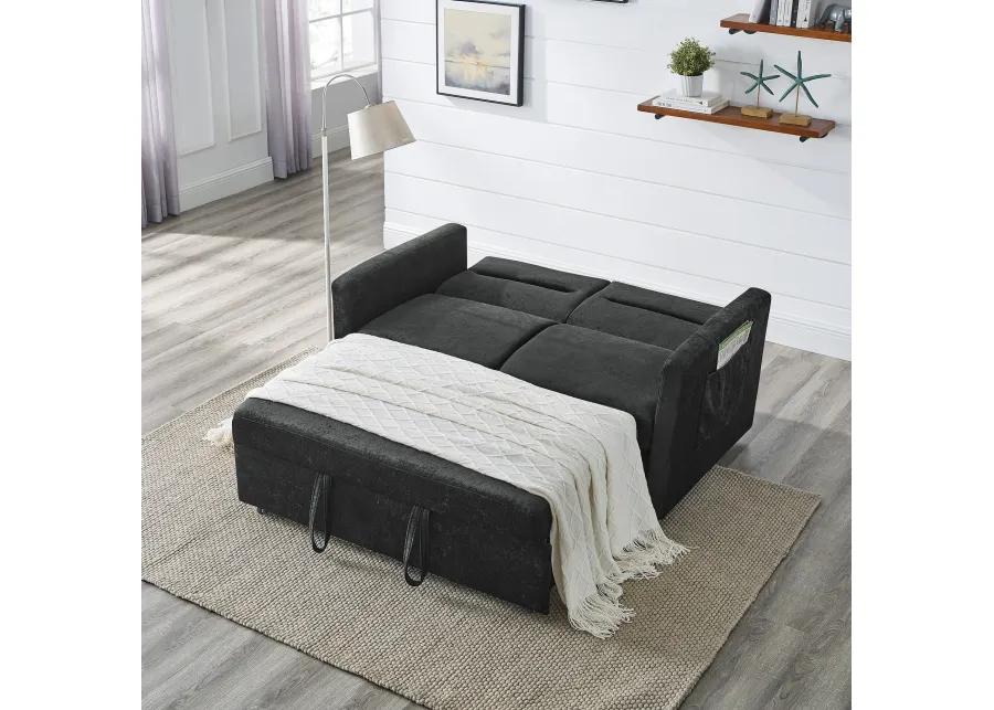 Merax Chenille Loveseats Sofa with Pull-out Bed