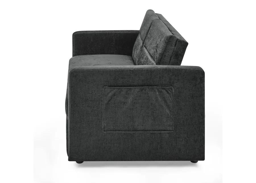 Merax Chenille Loveseats Sofa with Pull-out Bed