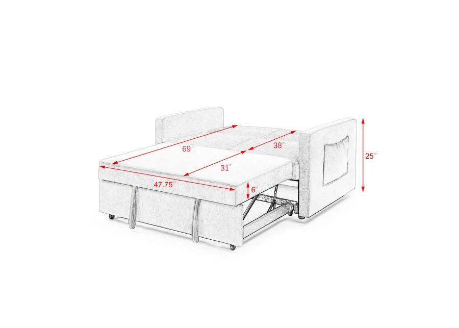 Merax Chenille Loveseats Sofa with Pull-out Bed