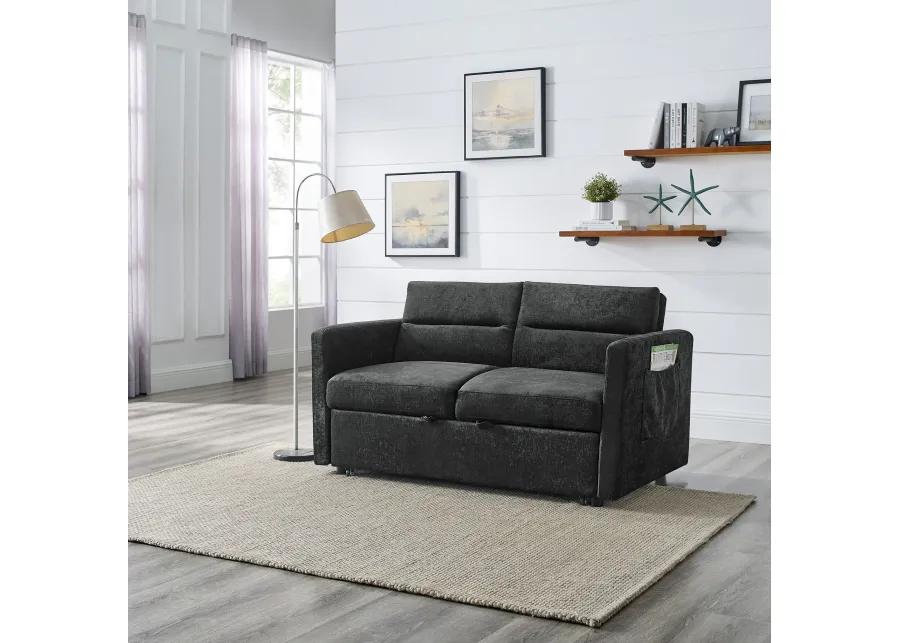 Merax Chenille Loveseats Sofa with Pull-out Bed