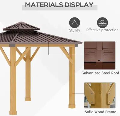 Brown Outdoor Haven: 10'x10' Hardtop Gazebo with Wood Frame