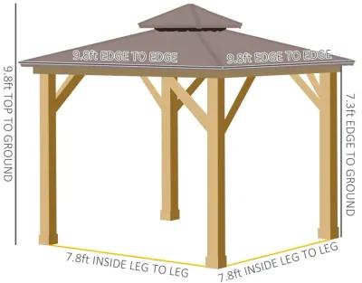 Brown Outdoor Haven: 10'x10' Hardtop Gazebo with Wood Frame