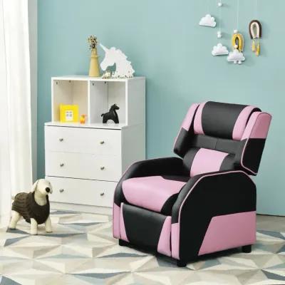 Kids Youth PU Leather Gaming Sofa Recliner with Headrest and Footrest