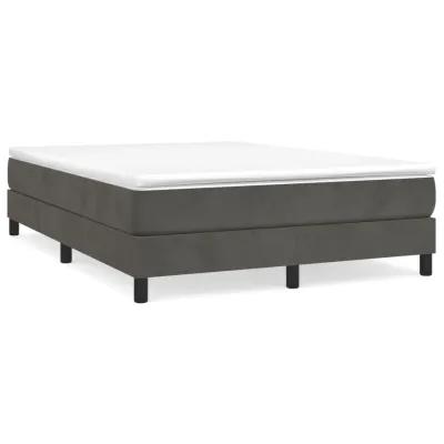 vidaXL Velvet Box Spring Bed Frame, Full Size with Robust Plywood and Engineered Wood Construction, Dark Gray, Perfect Support for Any Mattresses