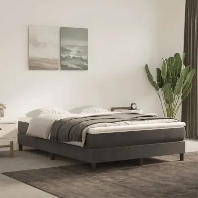 vidaXL Velvet Box Spring Bed Frame, Full Size with Robust Plywood and Engineered Wood Construction, Dark Gray, Perfect Support for Any Mattresses