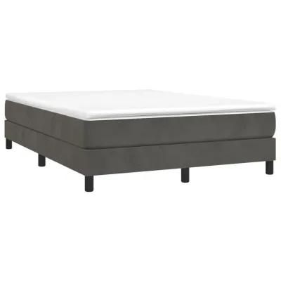 vidaXL Velvet Box Spring Bed Frame, Full Size with Robust Plywood and Engineered Wood Construction, Dark Gray, Perfect Support for Any Mattresses