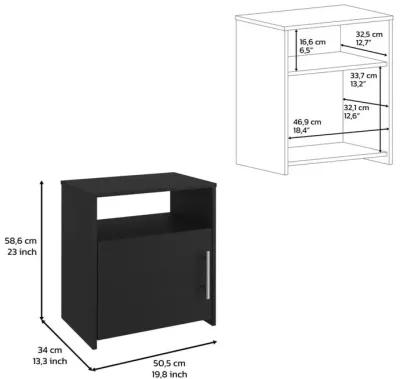 Nightstand, Single Door Cabinet, Metal Handle, One Shelf, Superior Top