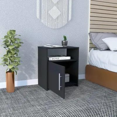 Nightstand, Single Door Cabinet, Metal Handle, One Shelf, Superior Top