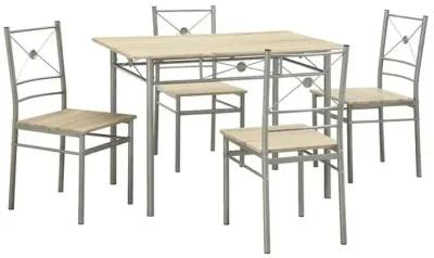 Sturdy Dining Table In A set Of Five, Silver-Benzara