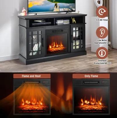 48 Inch Electric Fireplace TV Stand with Cabinets for TVs Up to 55 Inch-Natural