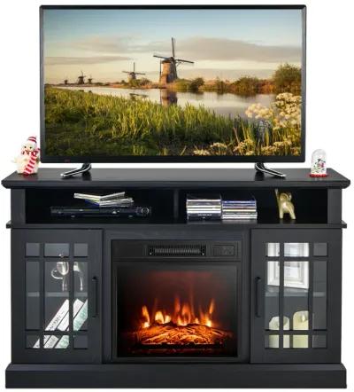 48 Inch Electric Fireplace TV Stand with Cabinets for TVs Up to 55 Inch-Natural