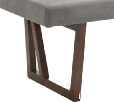 Fabric Upholstered Dining Bench with Rubber Wood Feet, Gray and Walnut Brown-Benzara