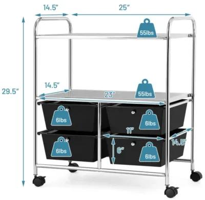 Hivvago 4 Drawers Shelves Rolling Storage Cart Rack