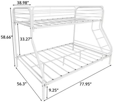 White Metal Twin Over Full Bunk Bed