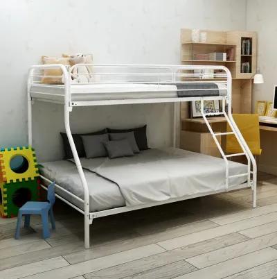 White Metal Twin Over Full Bunk Bed