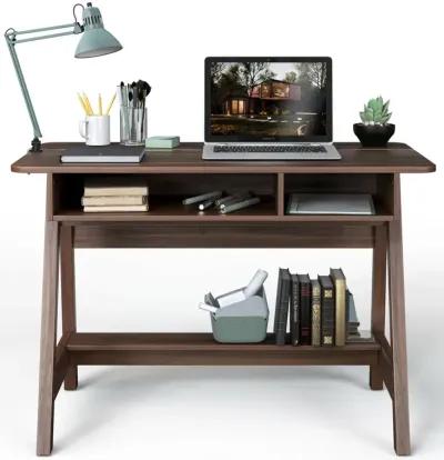 Mid Century Writing Desk with Storage Cubes and Hidden Compartment