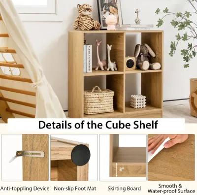 4-Cube Kids Bookcase with Open Shelves