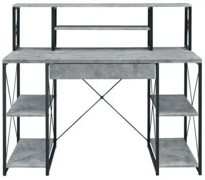 Amiel Desk, Faux Concrete & Black 92875