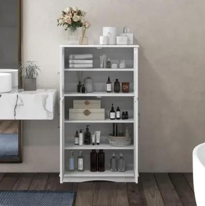 4 Doors Freeestanding Bathroom Floor Cabinet with Adjustable Shelves