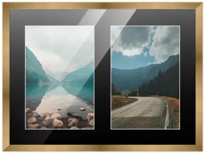 11x14 Wood Collage Frame with Black Mat for 2 5x7 Pictures