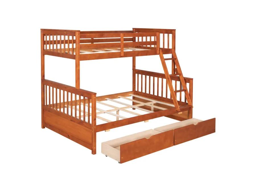 Twin-Over-Full Bunk Bed With Ladders And Two Storage Drawers