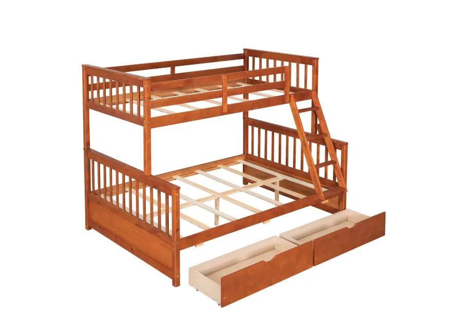 Twin-Over-Full Bunk Bed With Ladders And Two Storage Drawers