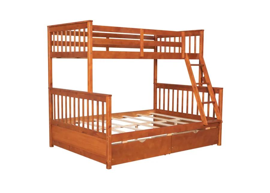 Twin-Over-Full Bunk Bed With Ladders And Two Storage Drawers