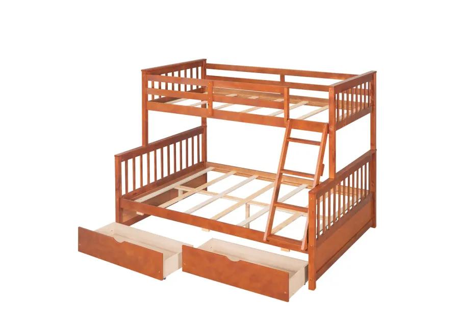 Twin-Over-Full Bunk Bed With Ladders And Two Storage Drawers