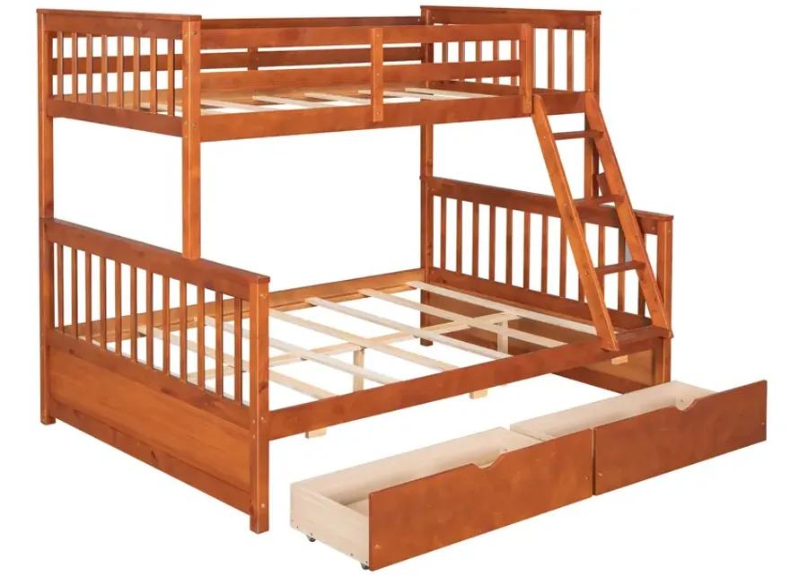 Twin-Over-Full Bunk Bed With Ladders And Two Storage Drawers