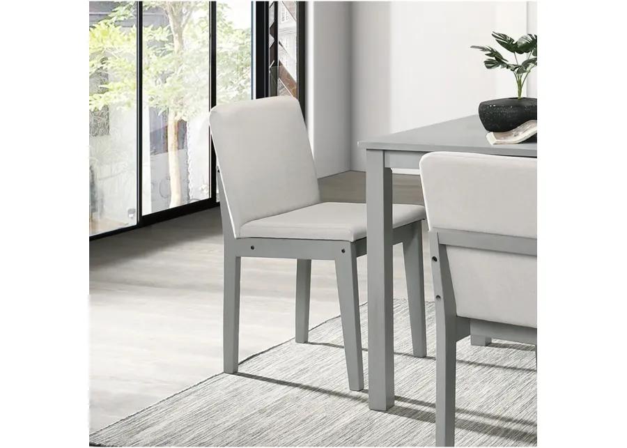 Grey Finish 5pc Dining Room Set Dining Table 4x Chairs Beige Fabric Chair Seat Kitchen Breakfast Dining room Furniture Rubberwood Veneer Unique Design