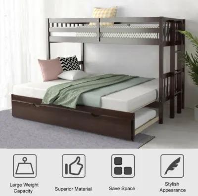 Hivvago Twin Pull-Out Bunk Bed with Trundle Wooden Ladder