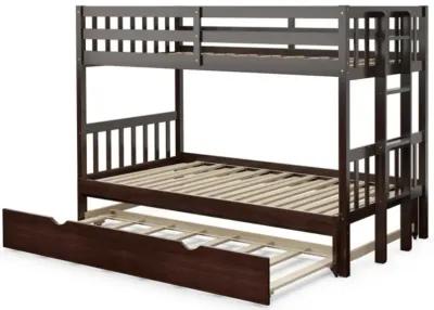 Hivvago Twin Pull-Out Bunk Bed with Trundle Wooden Ladder