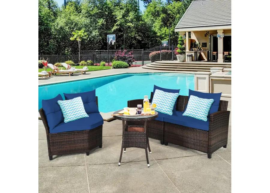 4 Pieces Outdoor Cushioned Rattan Furniture Set