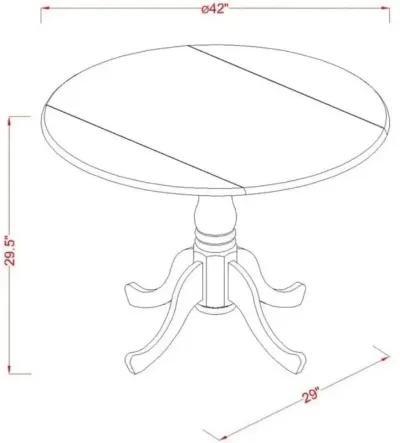 5 Piece Modern Dining Table Set Consists of a Round Kitchen Table with Dropleaf