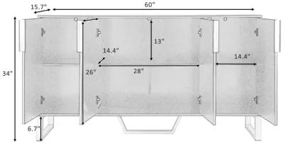 Merax Modern Metal Handles Sideboard Kitchen Cabinet