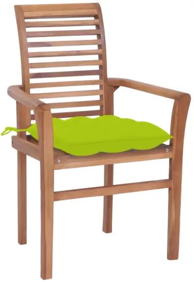 vidaXL Dining Chairs 4 pcs with Bright Green Cushions Solid Teak Wood