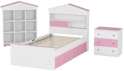 Merax 3-Pieces Bedroom Bed Nightstand and Stroage Rack Sets