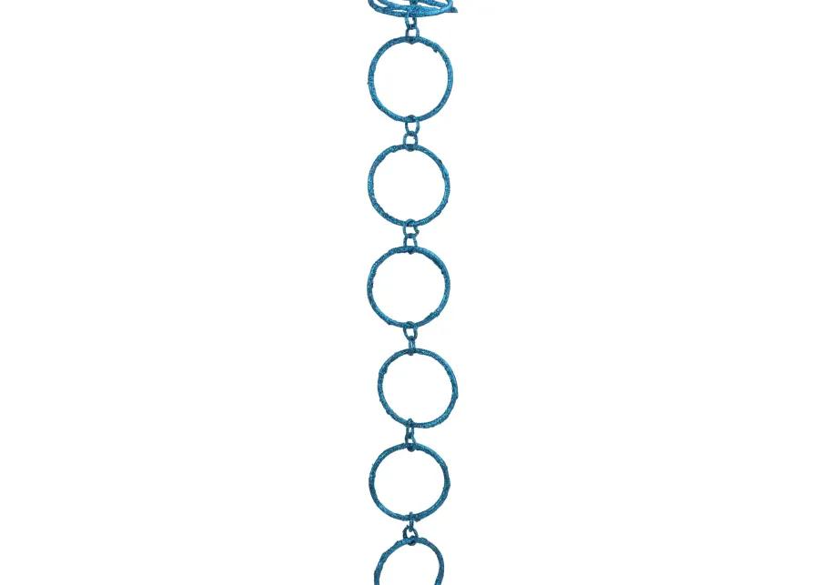 5' x 1.75" Turquoise Peacock Blue Round Chain Christmas Garland - Unlit