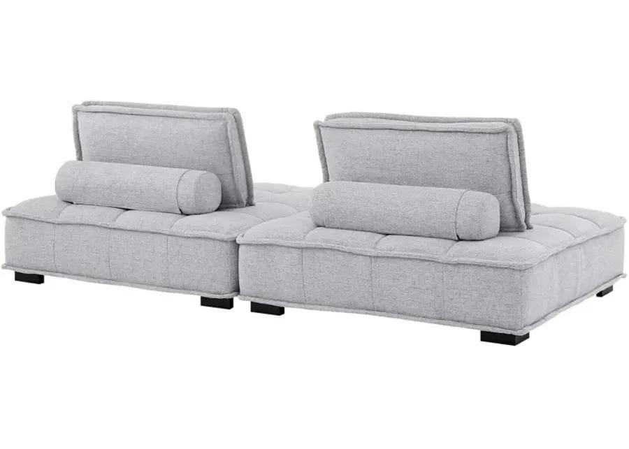 Saunter Tufted Fabric 2-Piece Loveseat Gray