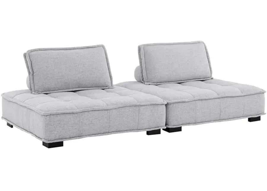 Saunter Tufted Fabric 2-Piece Loveseat Gray