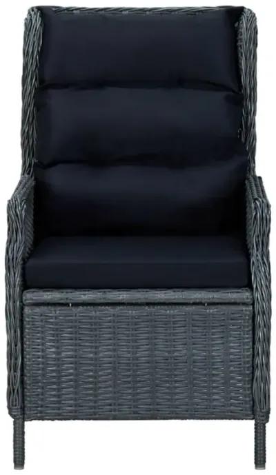 vidaXL Reclining Garden Chair with Cushions Poly Rattan Dark Gray