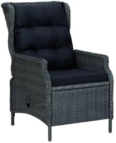 vidaXL Reclining Garden Chair with Cushions Poly Rattan Dark Gray