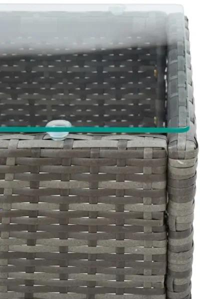 vidaXL 2 Piece Garden Lounge Set with Cushion Poly Rattan Gray