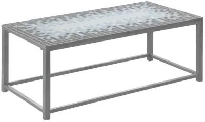 Monarch Specialties I 3140 Coffee Table, Accent, Cocktail, Rectangular, Living Room, 42" L, Metal, Tile, Blue, Grey, Transitional