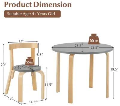 5-Piece Kids Wooden Curved Back Activity Table and Chair Set with Toy Bricks