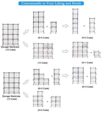 Hivvago DIY 6 Metal Wire Free Standing Modular Storage Cubes