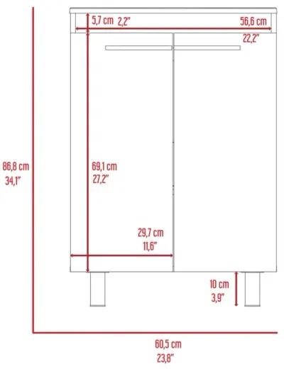 Sienna 2-Door Rectangle Freestanding Vanity Cabinet White