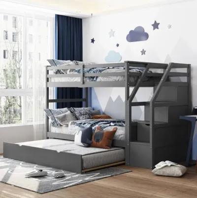 Twin-Over-Twin Bunk Bed With Twin Size Trundle And 3 Storage Stairs