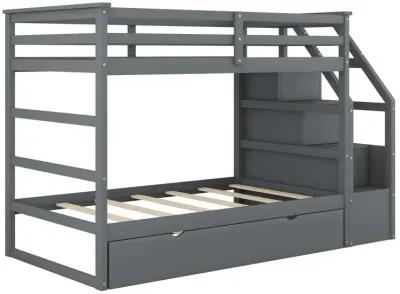 Twin-Over-Twin Bunk Bed With Twin Size Trundle And 3 Storage Stairs