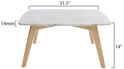 Vezzana 31" Square Italian Carrara White Marble Coffee Table with Legs